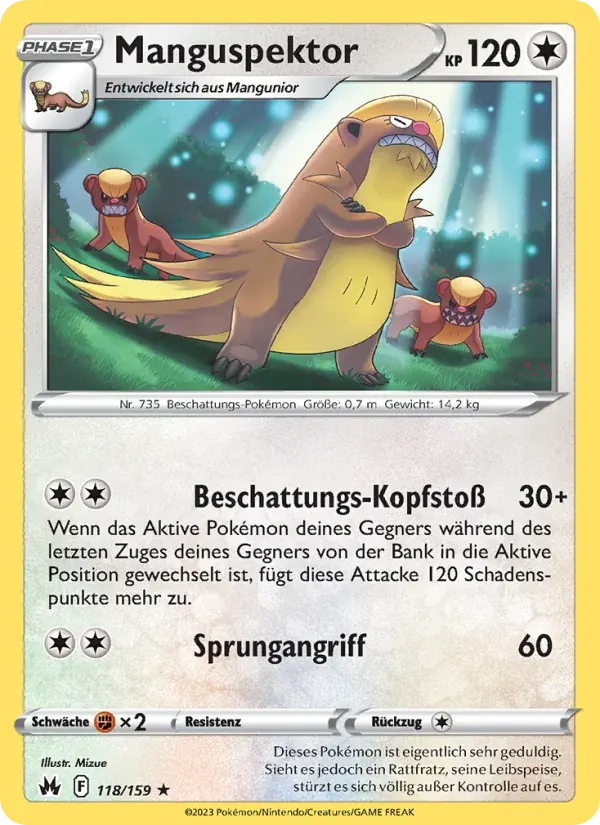 Manguspektor — Zenit der Könige 118 German Pokémon card