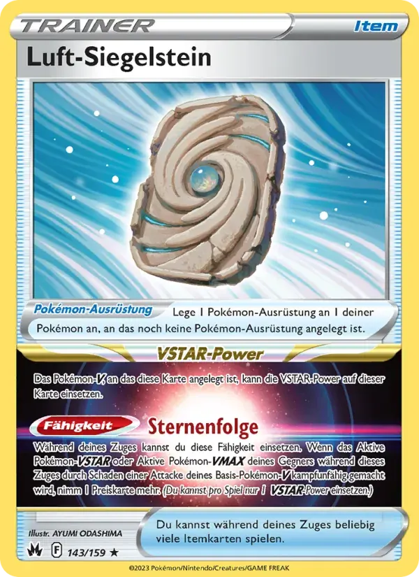 Luft-Siegelstein — Zenit der Könige 143 German Pokémon card