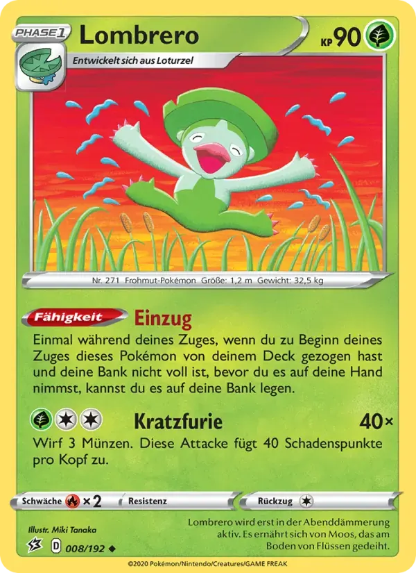 Lombrero — Clash der Rebellen 8 German Pokémon card