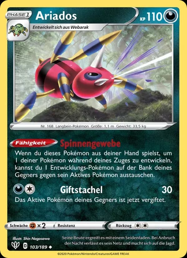 Ariados — Flammende Finsternis 103 German Pokémon card