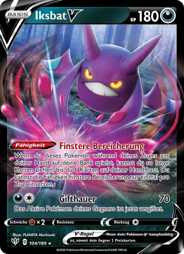 Iksbat V — Flammende Finsternis 104 German Pokémon card