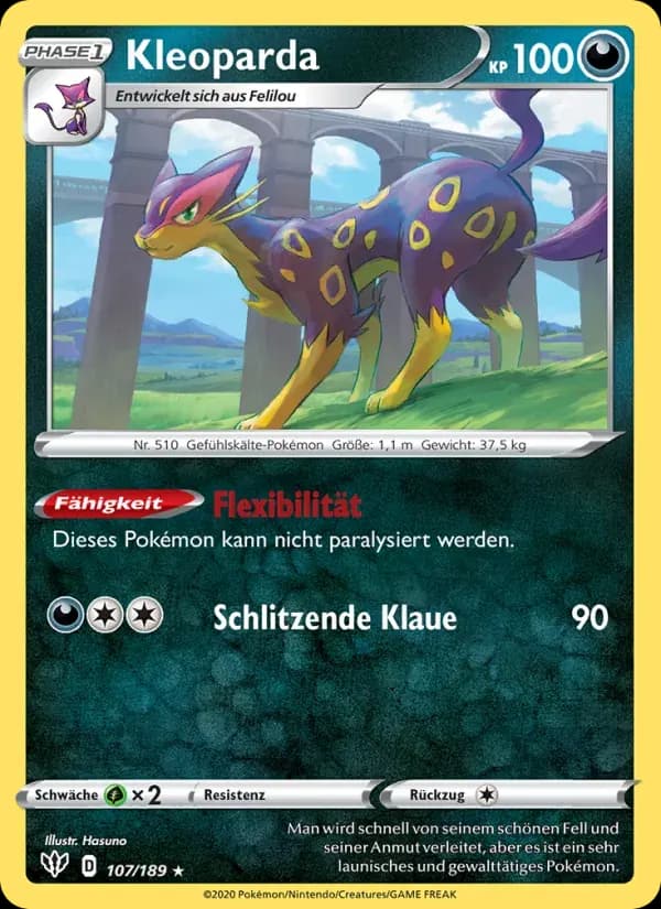 Kleoparda — Flammende Finsternis 107 German Pokémon card