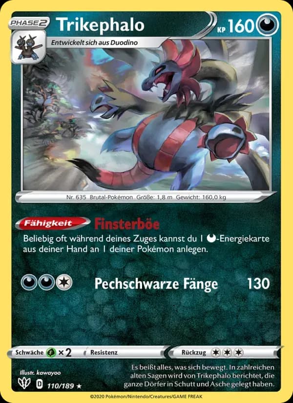 Trikephalo — Flammende Finsternis 110 German Pokémon card