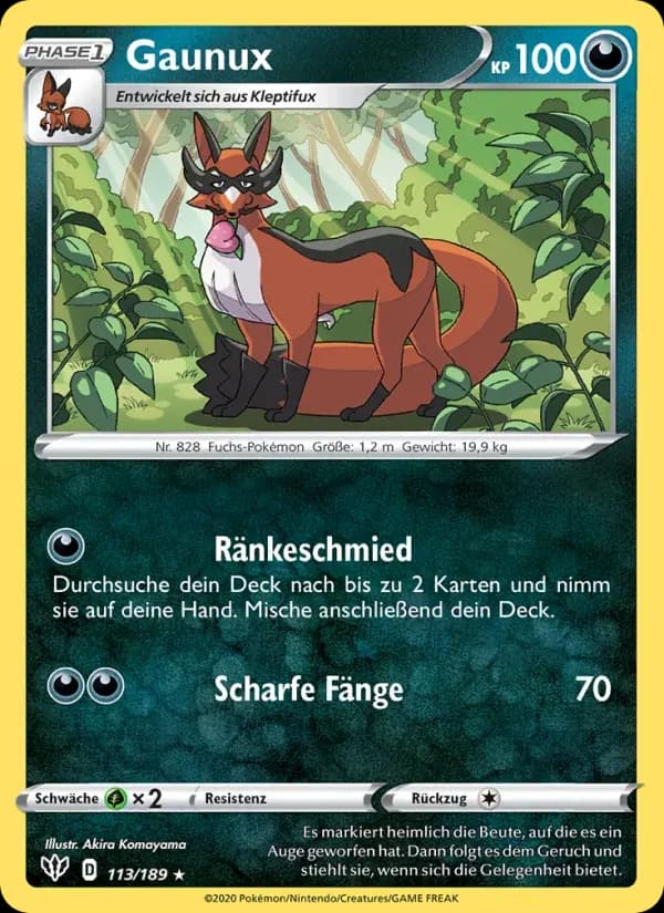 Gaunux — Flammende Finsternis 113 German Pokémon card