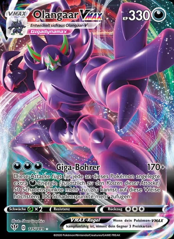 Olangaar VMAX — Flammende Finsternis 115 German Pokémon card