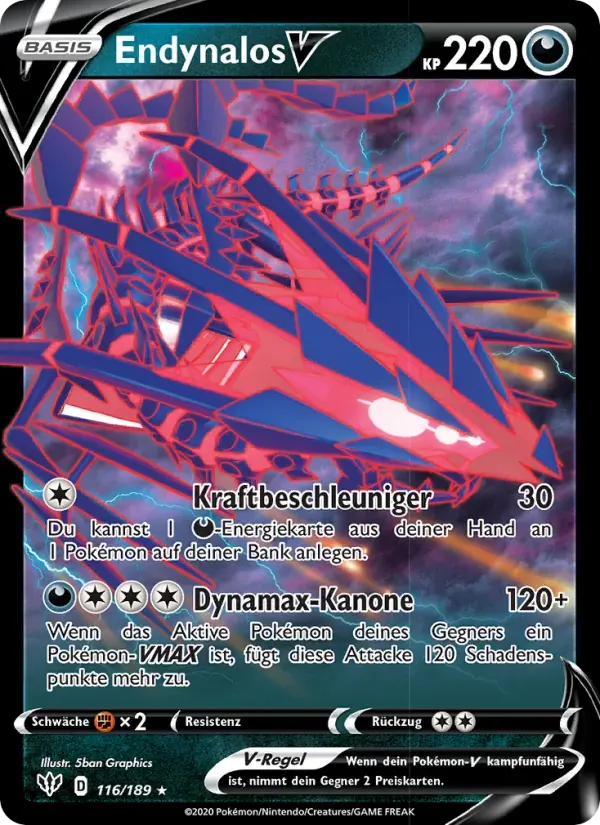 Endynalos V — Flammende Finsternis 116 German Pokémon card