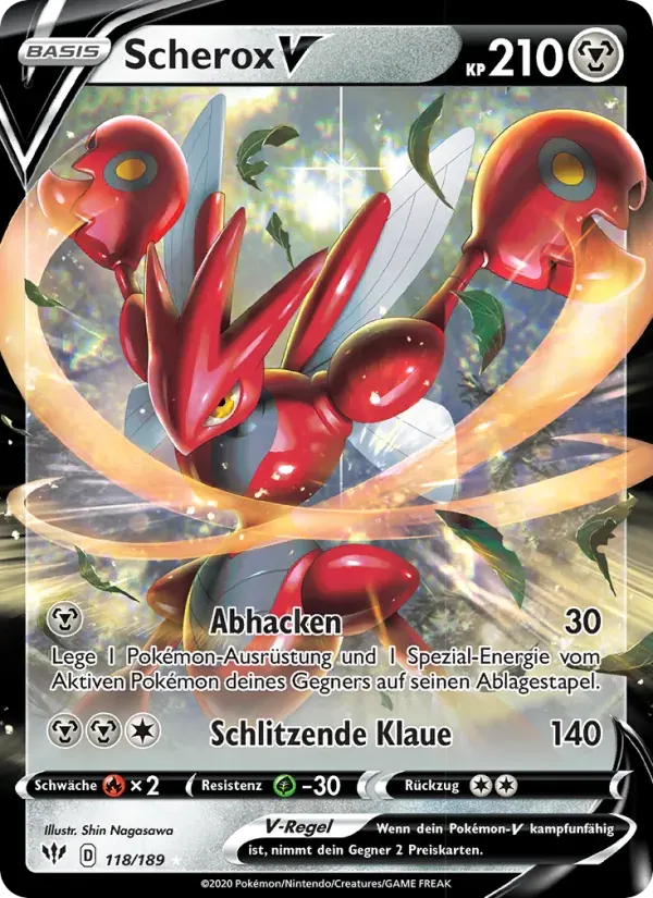 Scherox V — Flammende Finsternis 118 German Pokémon card