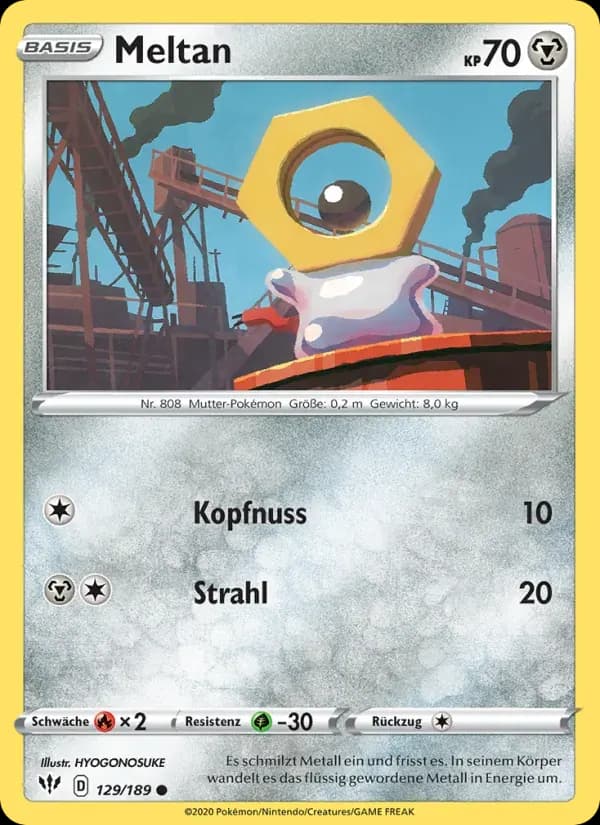 Meltan — Flammende Finsternis 129 German Pokémon card