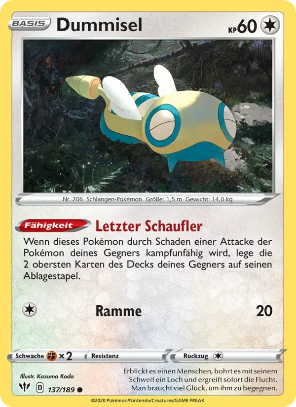 Dummisel — Flammende Finsternis 137 German Pokémon card