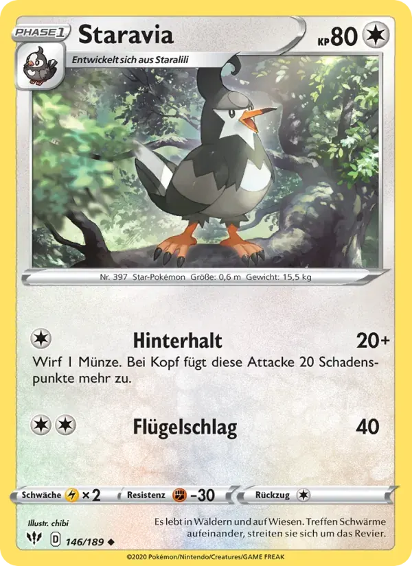 Staravia — Flammende Finsternis 146 German Pokémon card