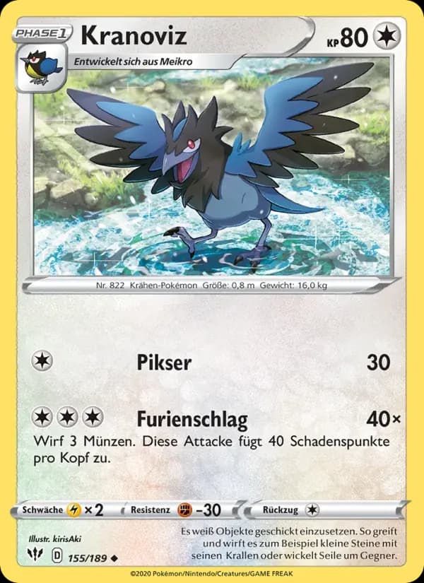 Kranoviz — Flammende Finsternis 155 German Pokémon card