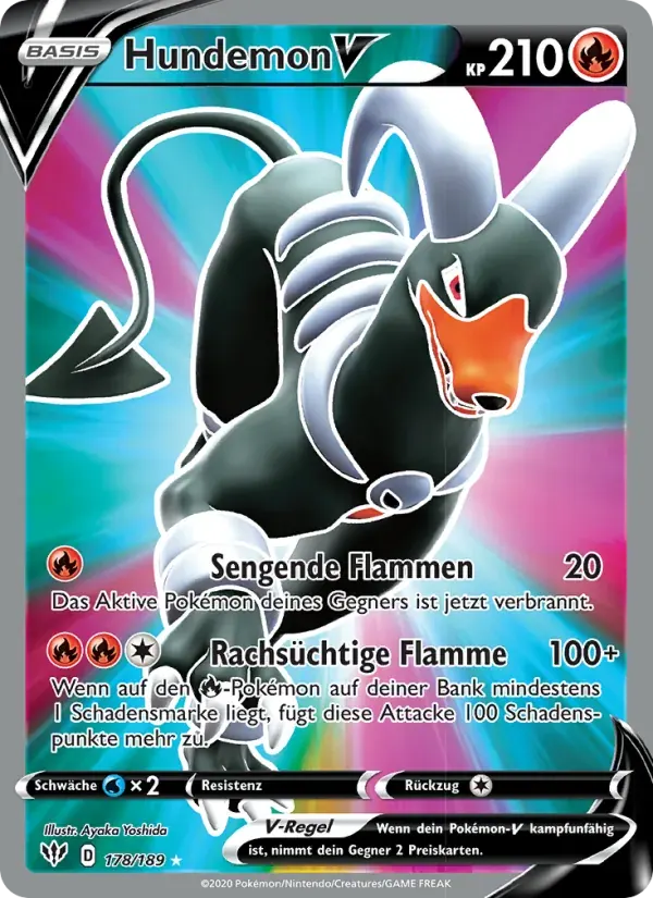 Hundemon V — Flammende Finsternis 178 German Pokémon card