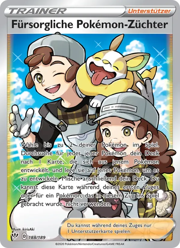Fürsorgliche Pokémon-Züchter — Flammende Finsternis 188 German Pokémon card