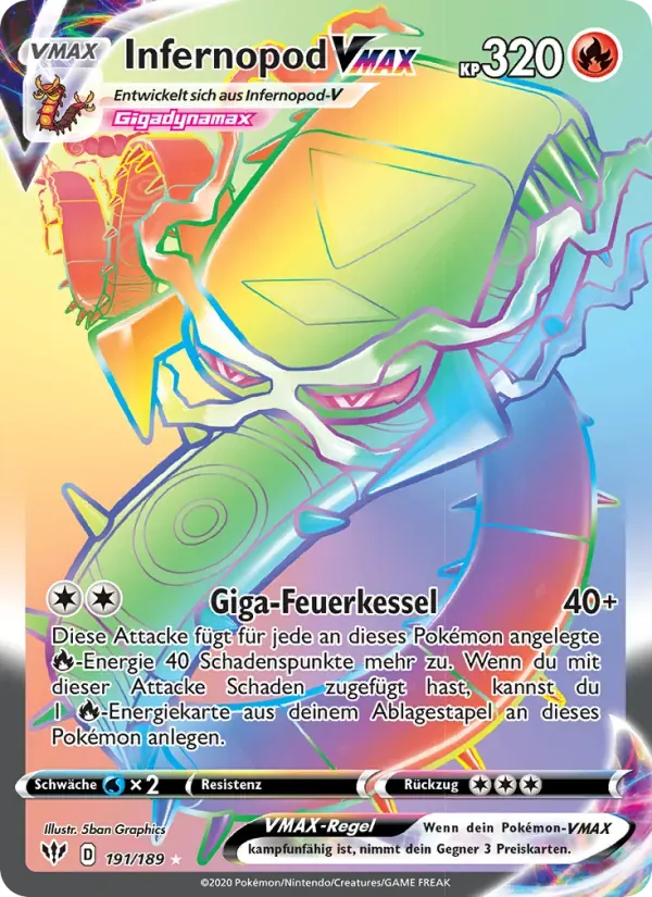 Infernopod VMAX — Flammende Finsternis 191 German Pokémon card