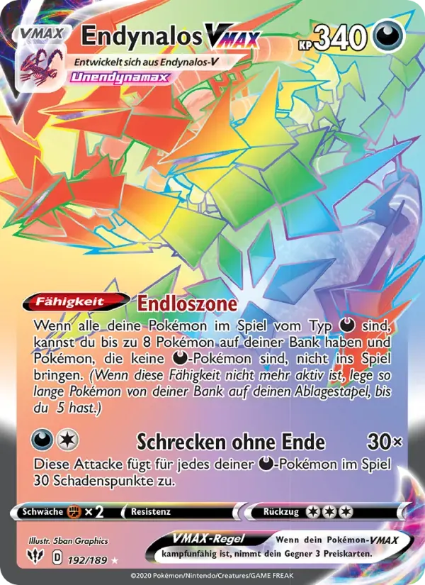 Endynalos VMAX — Flammende Finsternis 192 German Pokémon card
