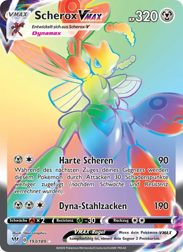 Scherox VMAX — Flammende Finsternis 193 German Pokémon card