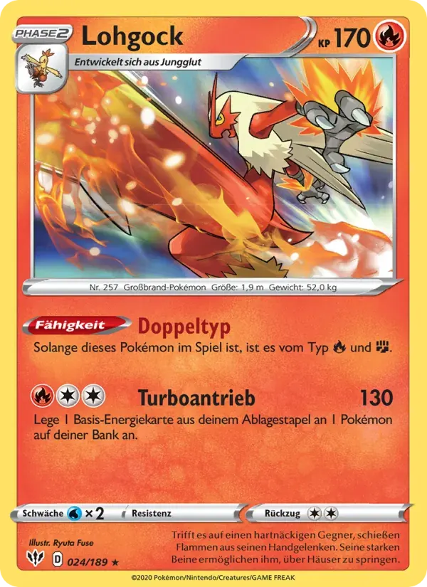 Lohgock — Flammende Finsternis 24 German Pokémon card