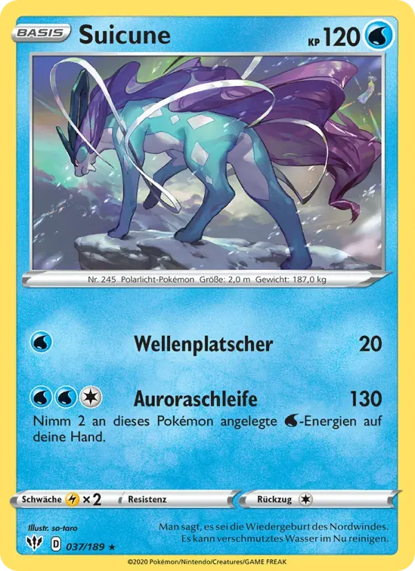 Suicune — Flammende Finsternis 37 German Pokémon card