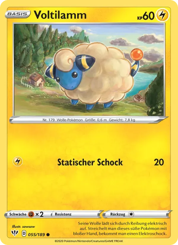 Voltilamm — Flammende Finsternis 55 German Pokémon card