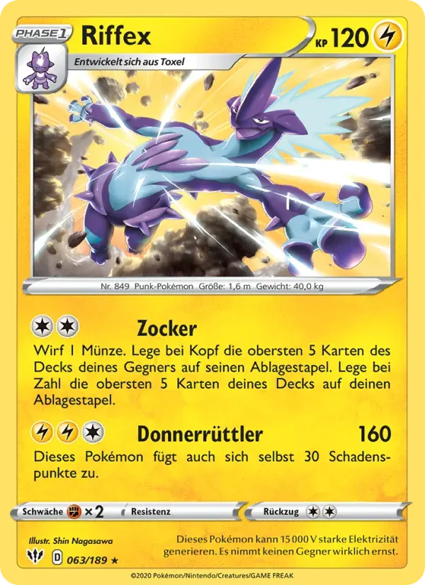 Riffex — Flammende Finsternis 63 German Pokémon card