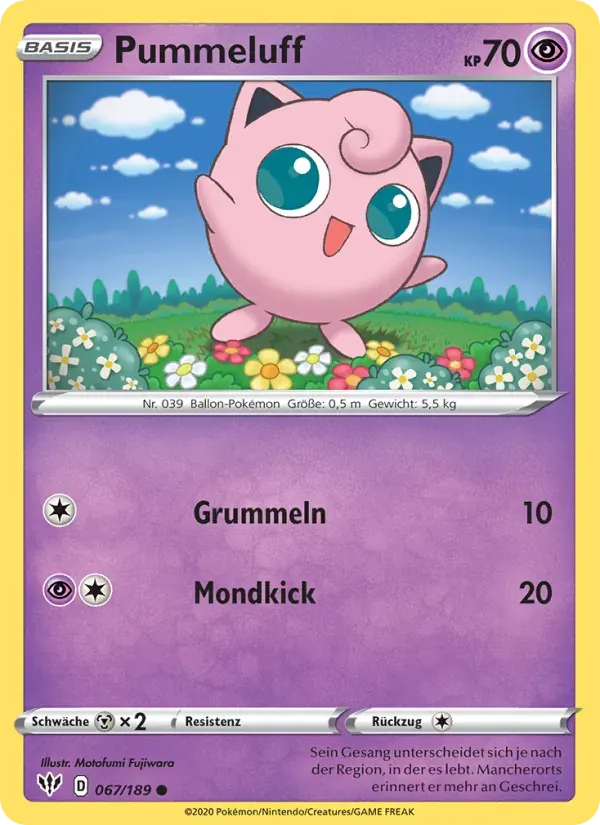 Pummeluff — Flammende Finsternis 67 German Pokémon card