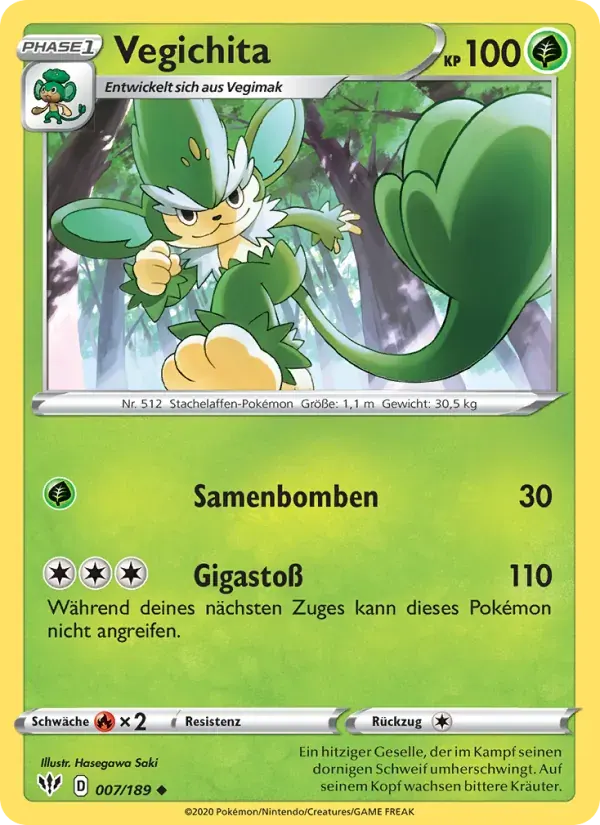 Vegichita — Flammende Finsternis 7 German Pokémon card