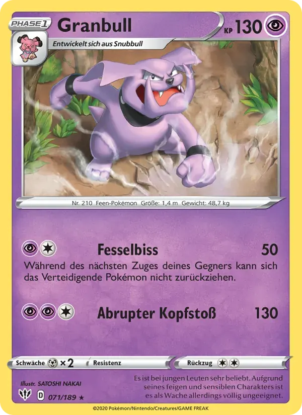 Granbull — Flammende Finsternis 71 German Pokémon card