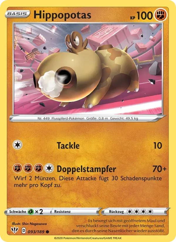 Hippopotas — Flammende Finsternis 93 German Pokémon card