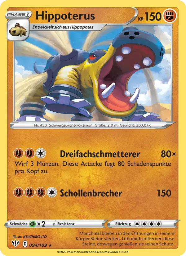 Hippoterus — Flammende Finsternis 94 German Pokémon card