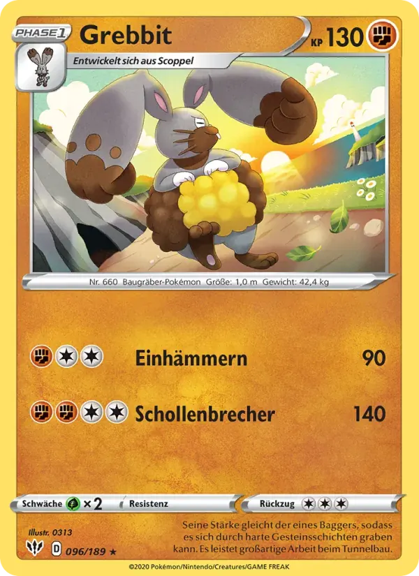 Grebbit — Flammende Finsternis 96 German Pokémon card