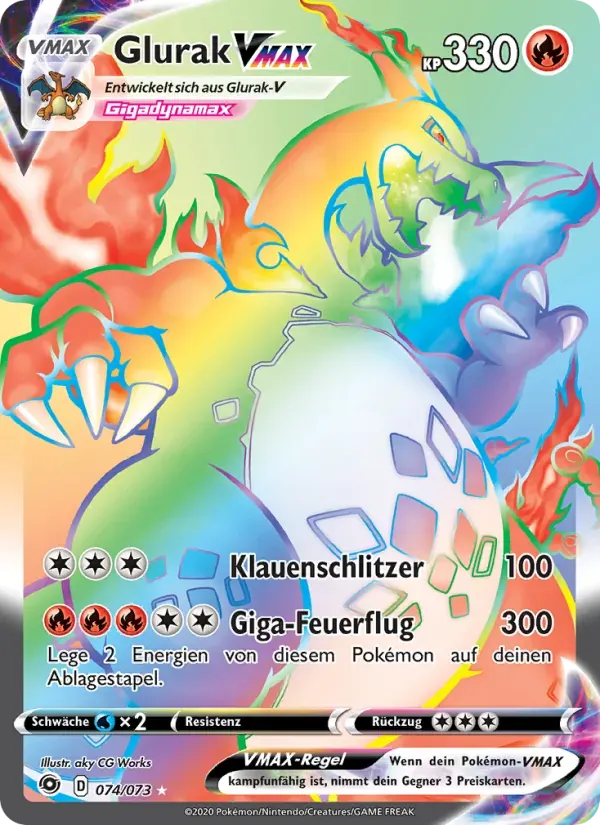 Glurak VMAX — Weg des Champs 74 German Pokémon card