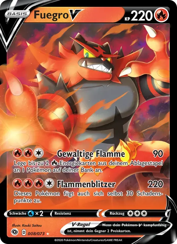 Fuegro V — Weg des Champs 8 German Pokémon card