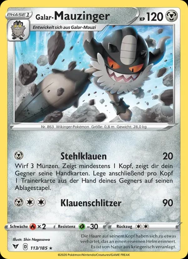 Galar-Mauzinger — Farbenschock 113 German Pokémon card