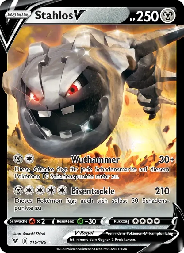 Stahlos V — Farbenschock 115 German Pokémon card