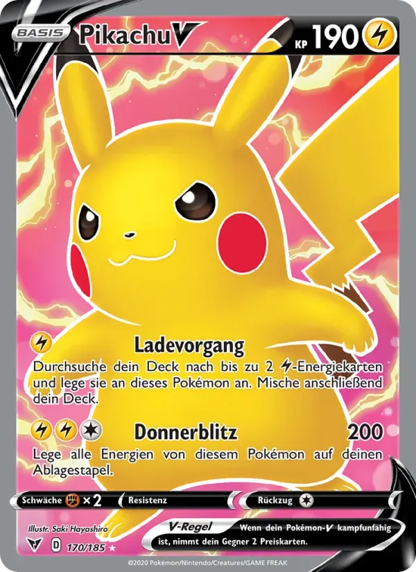 Pikachu V — Farbenschock 170 German Pokémon card