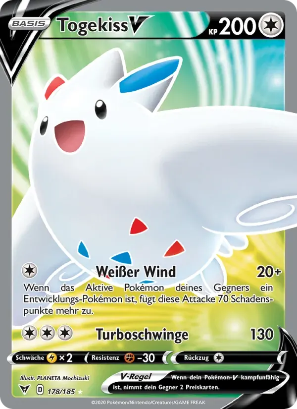 Togekiss V — Farbenschock 178 German Pokémon card