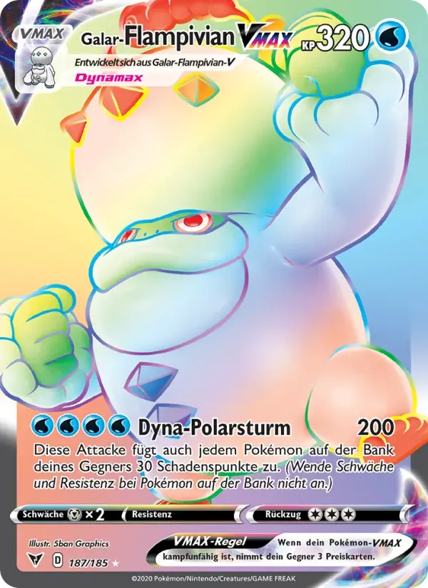 Galar-Flampivian VMAX — Farbenschock 187 German Pokémon card
