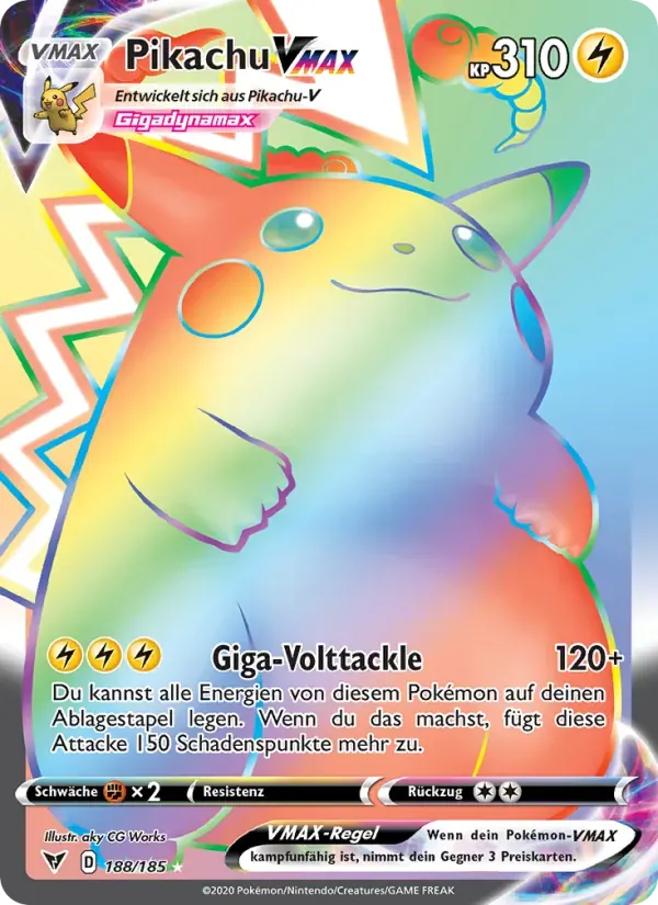 Pikachu VMAX — Farbenschock 188 German Pokémon card