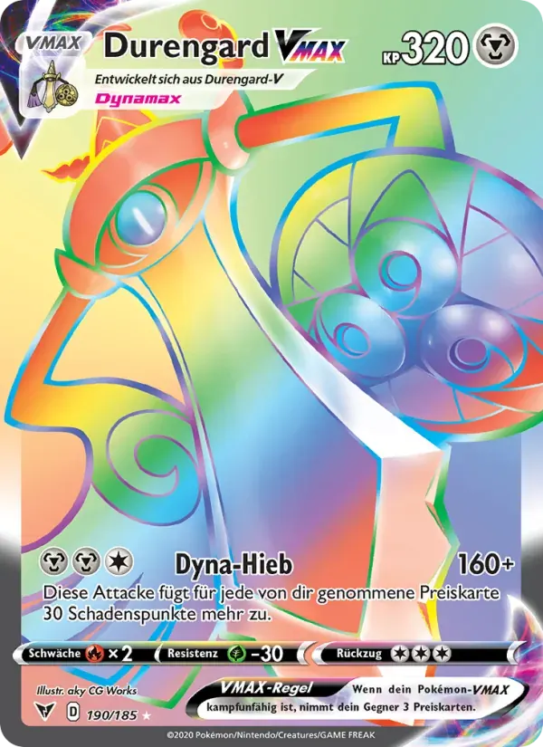 Durengard VMAX — Farbenschock 190 German Pokémon card