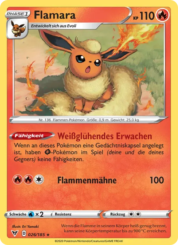 Flamara — Farbenschock 26 German Pokémon card