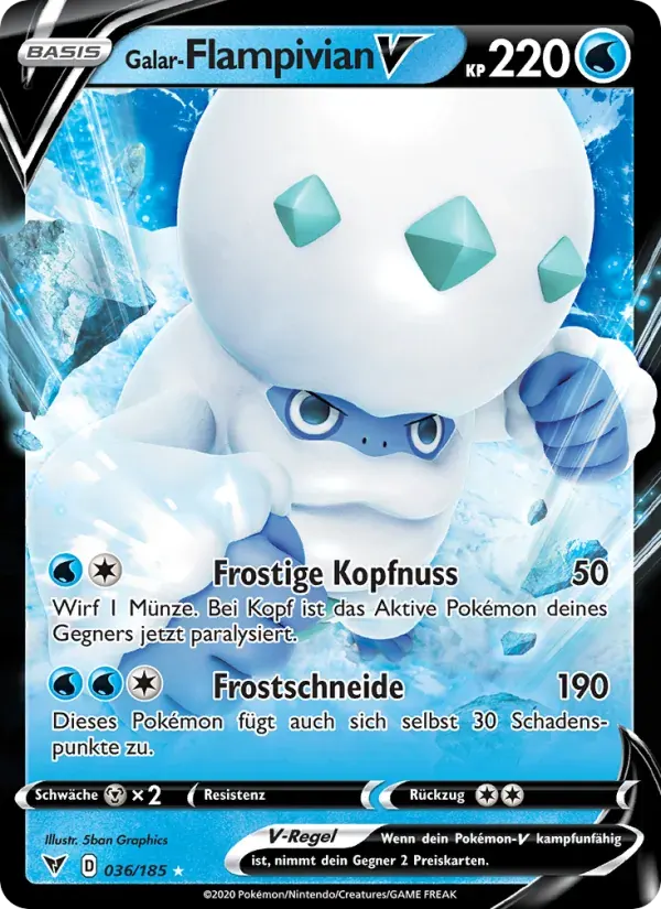 Galar-Flampivian V — Farbenschock 36 German Pokémon card