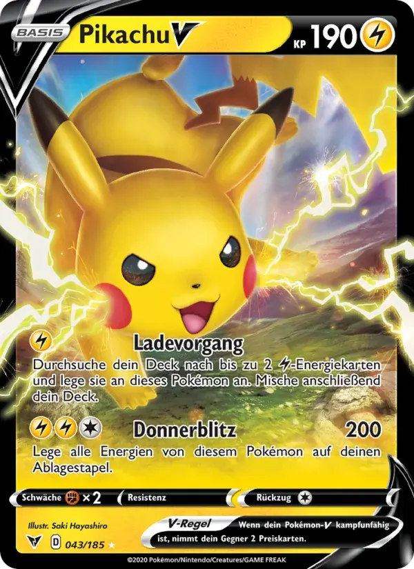 Pikachu V — Farbenschock 43 German Pokémon card