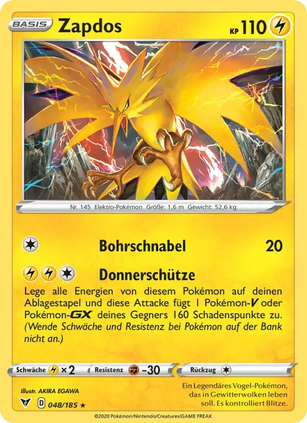 Zapdos — Farbenschock 48 German Pokémon card