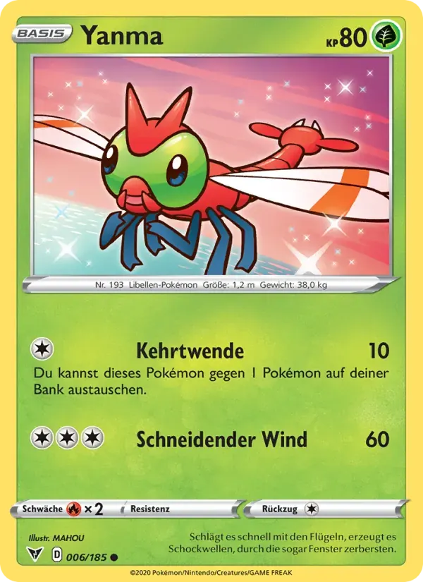 Yanma — Farbenschock 6 German Pokémon card