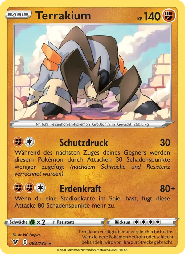 Terrakium — Farbenschock 92 German Pokémon card