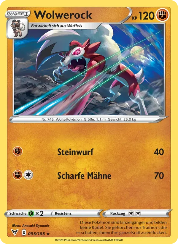 Wolwerock — Farbenschock 95 German Pokémon card