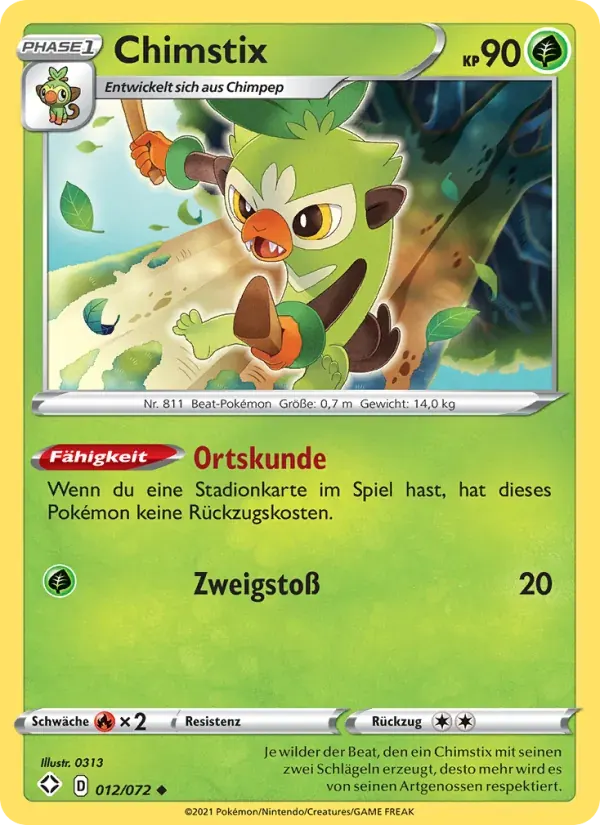 Chimstix — Glänzendes Schicksal 12 German Pokémon card