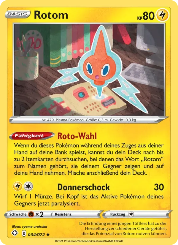 Rotom — Glänzendes Schicksal 34 German Pokémon card