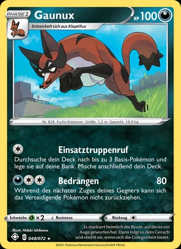 Gaunux — Glänzendes Schicksal 48 German Pokémon card