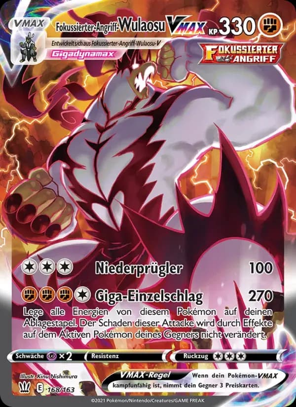 Fokussierter-Angriff-Wulaosu VMAX — Kampfstile 168 German Pokémon card